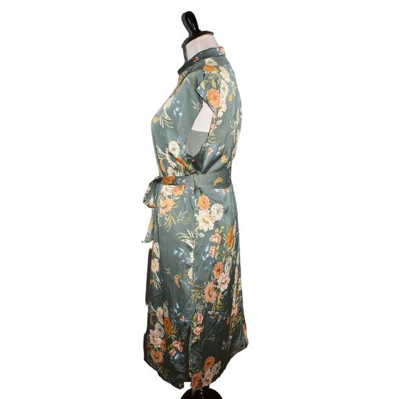 BISHOP‎ + YOUNG NEW $108 Button Down Belted Dress in Teal Floral 2XP - Picture 4 of 5